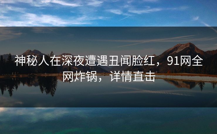 神秘人在深夜遭遇丑闻脸红，91网全网炸锅，详情直击