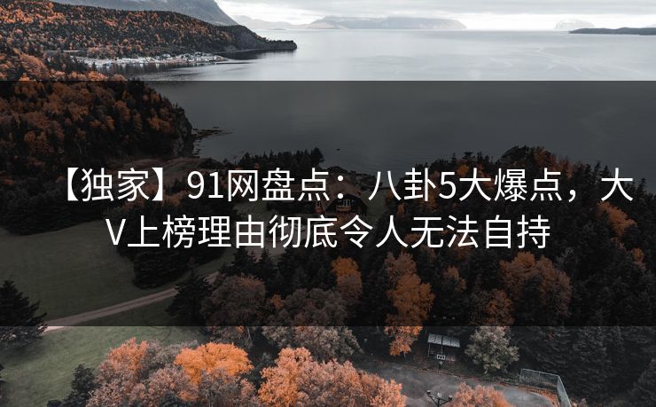 【独家】91网盘点：八卦5大爆点，大V上榜理由彻底令人无法自持