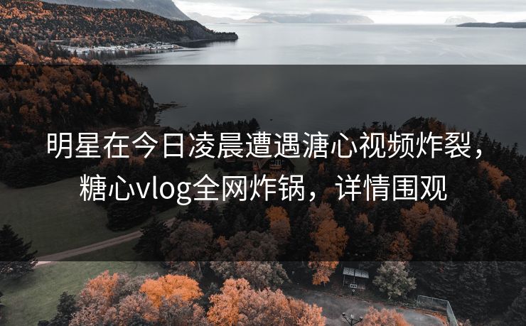 明星在今日凌晨遭遇溏心视频炸裂，糖心vlog全网炸锅，详情围观