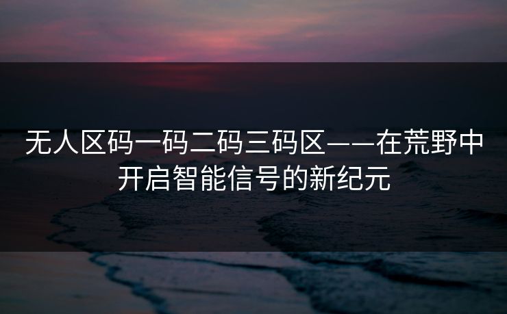 无人区码一码二码三码区——在荒野中开启智能信号的新纪元