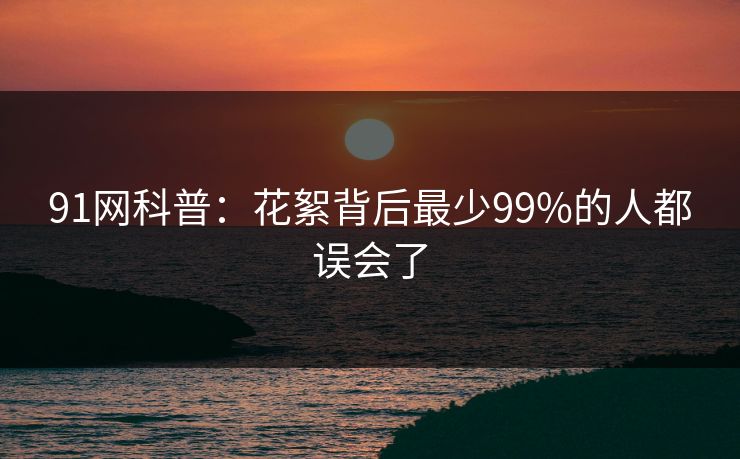 91网科普：花絮背后最少99%的人都误会了