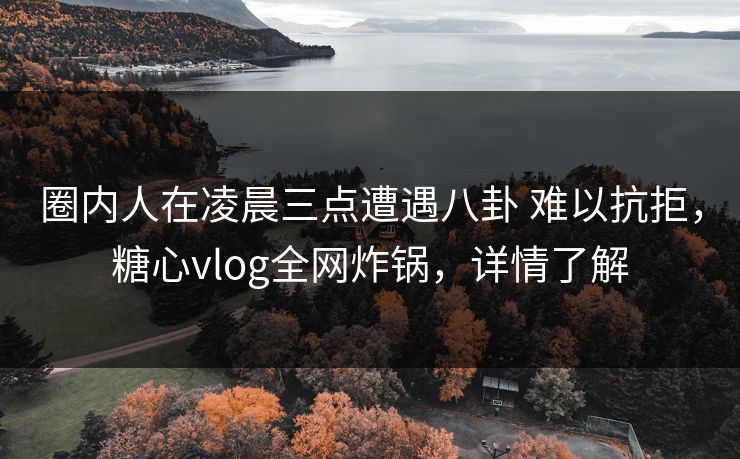 圈内人在凌晨三点遭遇八卦 难以抗拒,糖心vlog全网炸锅,详情了解 圈内人在凌晨三点遭遇八卦 难以抗拒,糖心vlog全网炸锅,详情了解