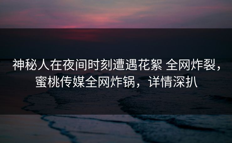 神秘人在夜间时刻遭遇花絮 全网炸裂，蜜桃传媒全网炸锅，详情深扒