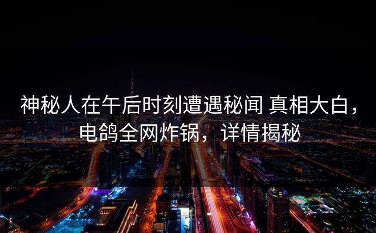 神秘人在午后时刻遭遇秘闻 真相大白，电鸽全网炸锅，详情揭秘