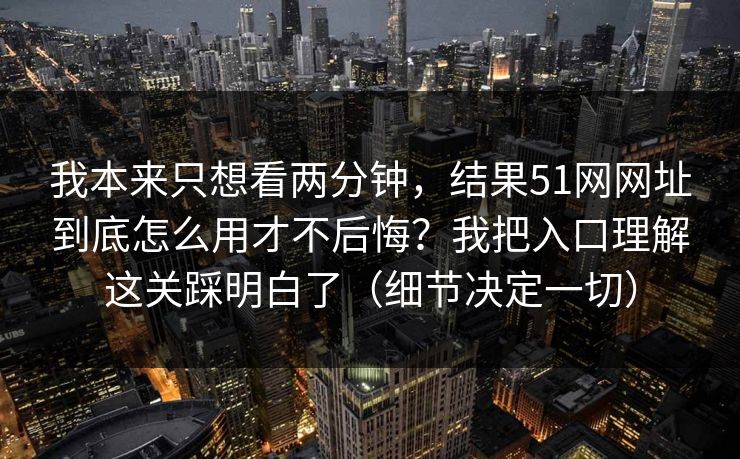 我本来只想看两分钟，结果51网网址到底怎么用才不后悔？我把入口理解这关踩明白了（细节决定一切）
