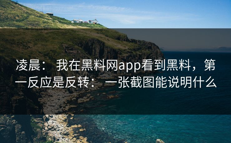 凌晨： 我在黑料网app看到黑料，第一反应是反转： 一张截图能说明什么